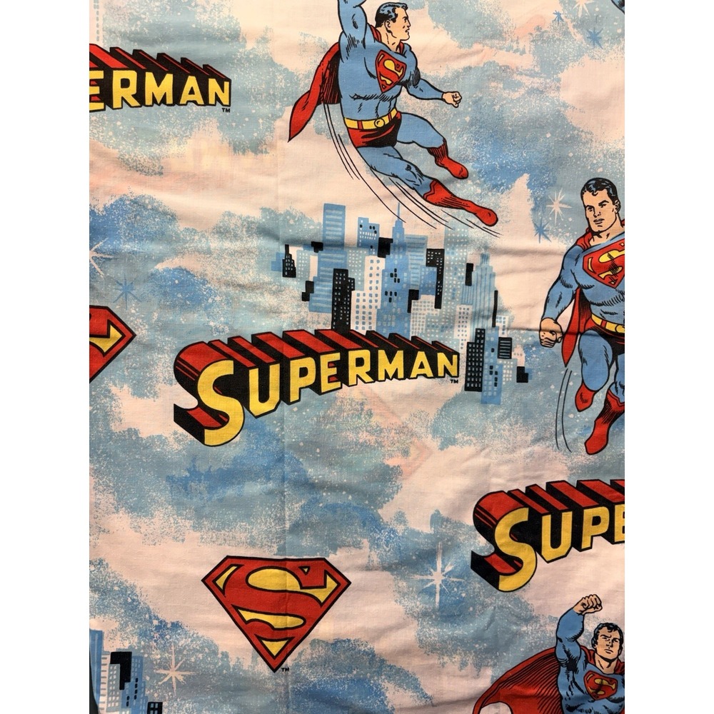 1978 VINTAGE SUPERMAN TWIN BED SHEET TOP ONLY ONE RARE DC DCU COMIC HERO FABRIC